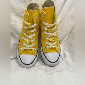 Yellow High Top Converse W 7.5 M 5.5 All Star Chuck Taylors New Beads Custom
